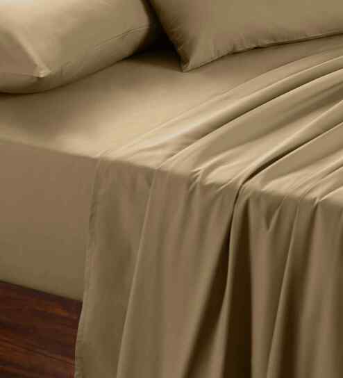 Yellow Solid 200 TC Cotton King Size Bed Sheet with 2 Pillow Covers 24 Collection
