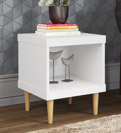 Yemon Bed Side Table In White Finish By Mintwud