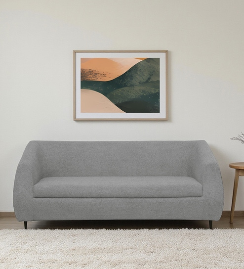 Yesenia Boucle Fabric 3 Seater Sofa in  Grey Colour