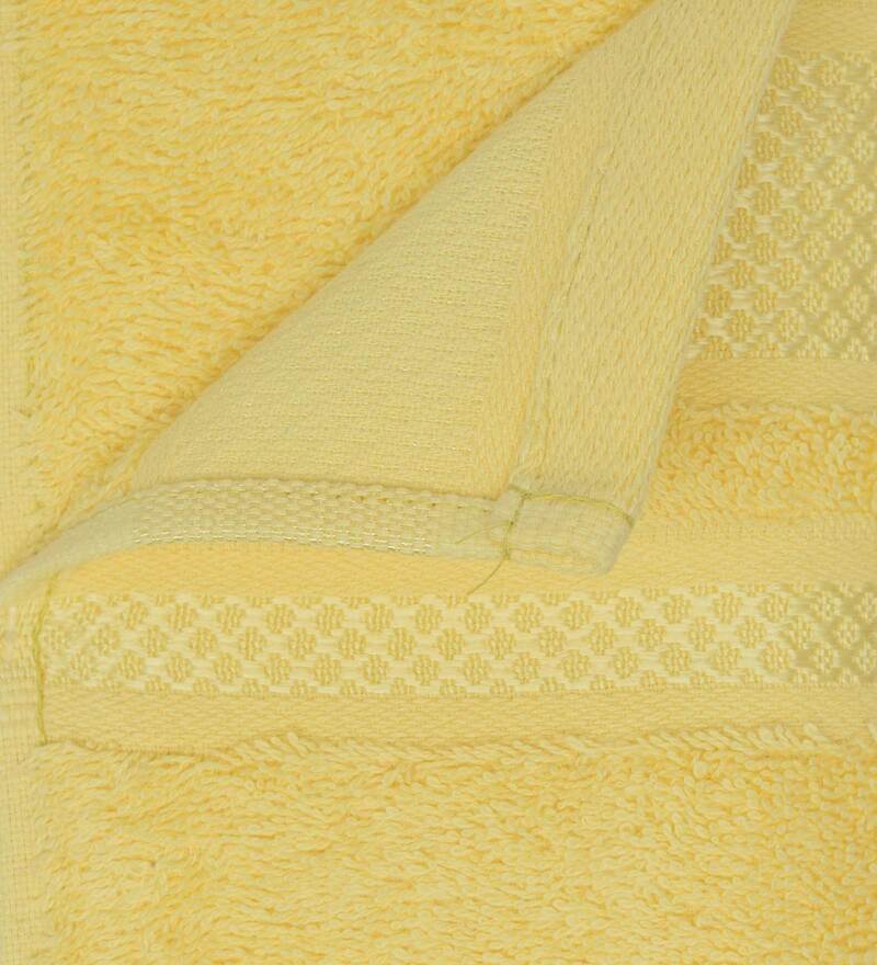 Buy Yellow 650 GSM Cotton 4 Pieces Towel Set by Rangoli Online Solid Colour Towels Sets