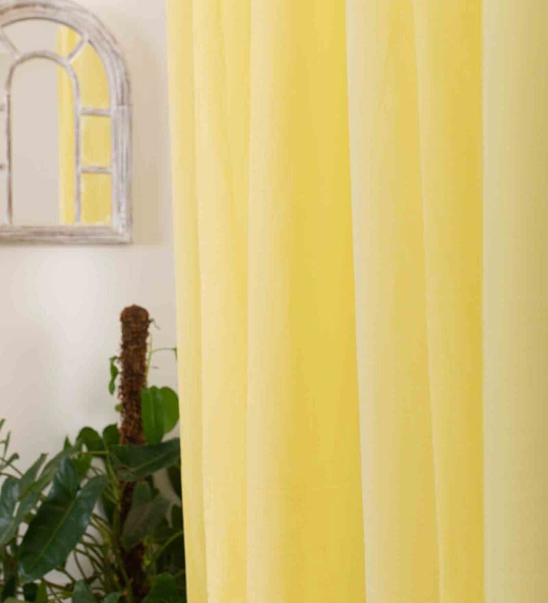 Buy Yellow Cotton Solid 6ft Sheer Eyelet 1 Pc Window Curtain by The