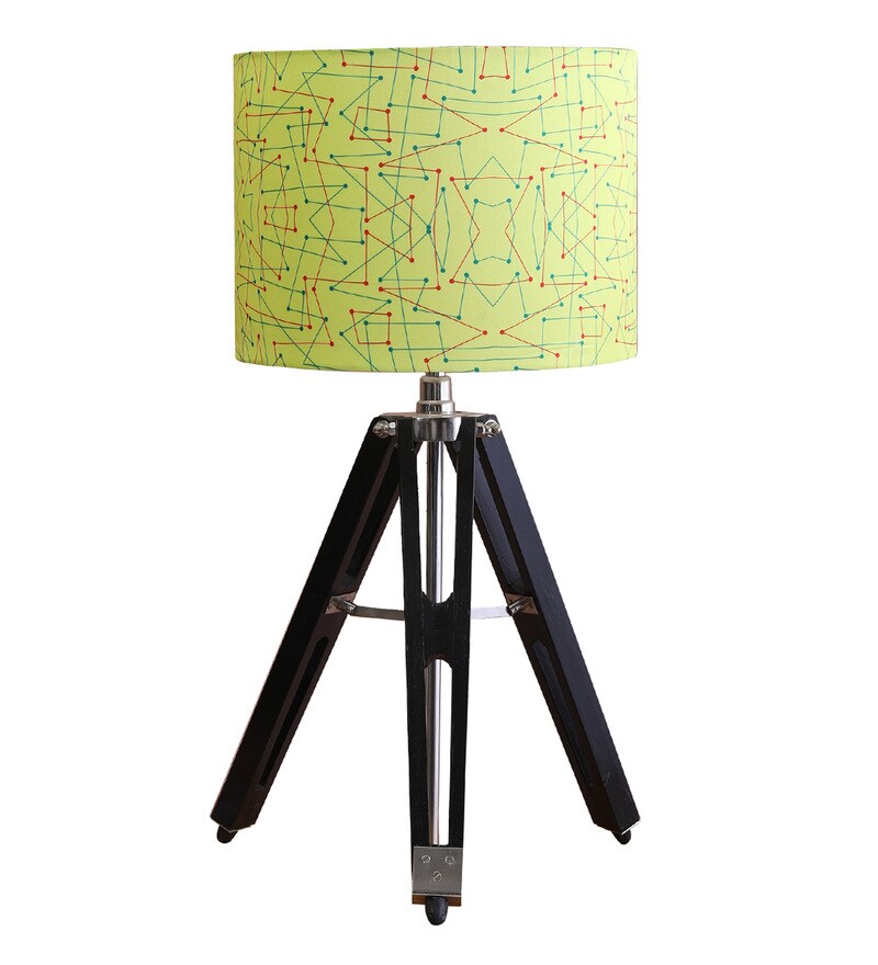 Buy Yellow Fabric Shade Tripod Table Lamp with Brown Base by Beverly