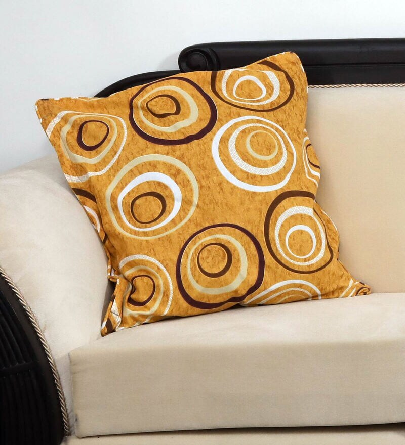 Buy Yellow Floral 100 Cotton 1 Piece Cushion Cover by Bells & Whistles Online Geometric Print