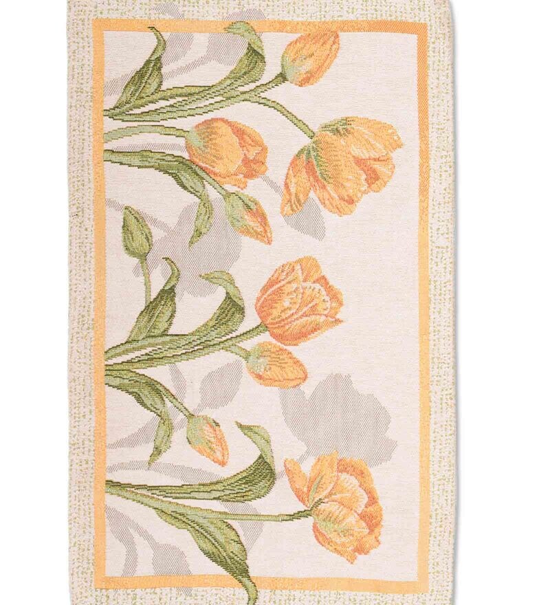 Buy Yellow Floral Cotton Blend 7 Pcs Table Linen Set by AVI Living