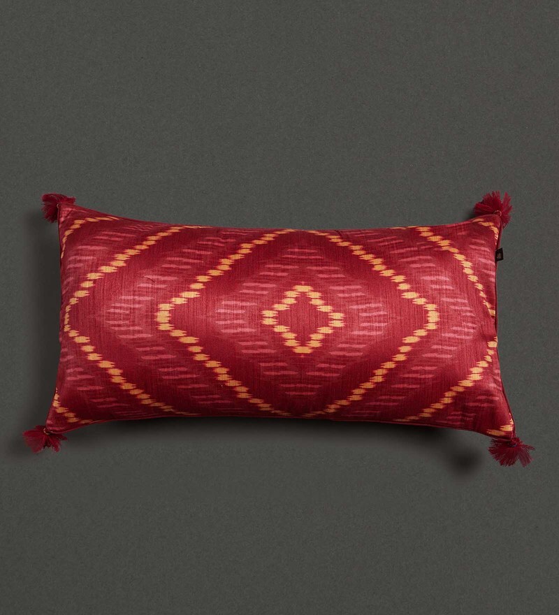 Buy Ikkat Silk Abstract Pattern 24X12 Inch Cushion Covers With Filler