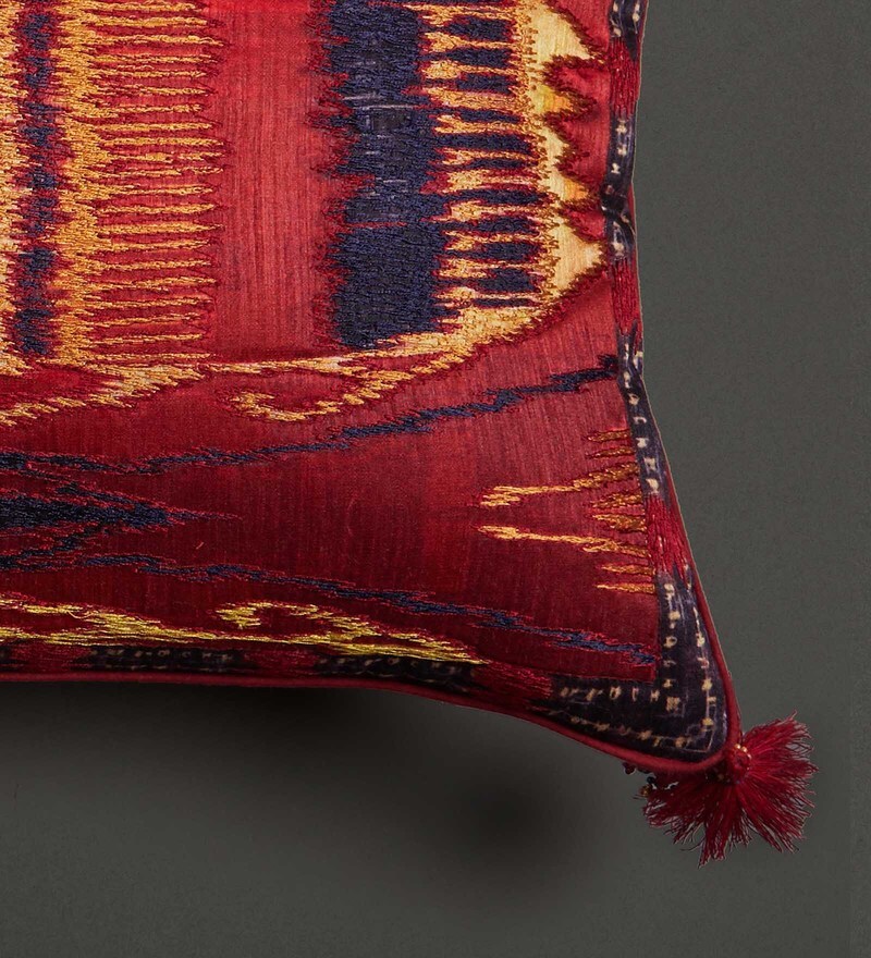 Buy Ikkat Silk Abstract Pattern 24X12 Inch Cushion Covers With Filler