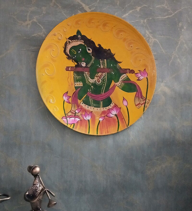 Buy Yellow MDF Wooden Wall Decor Plate by Art Of Jodhpur Online Wall Plates and Tiles Wall