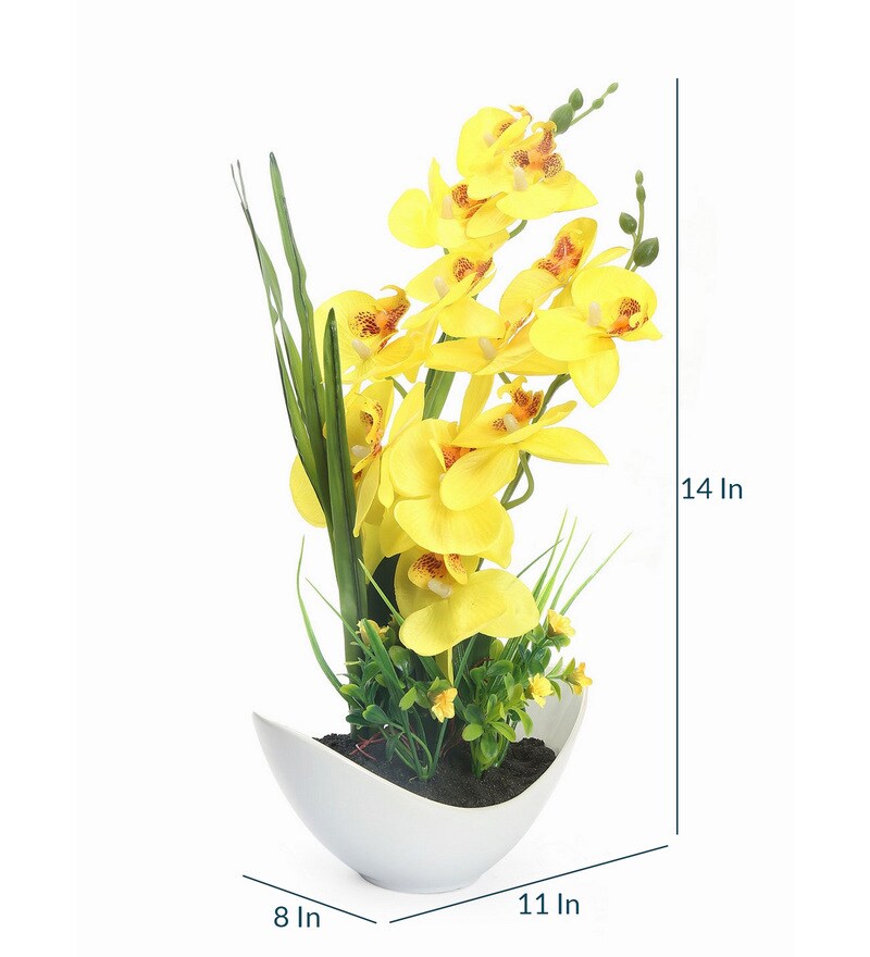 Buy Yellow Plastic With Pot Artificial Plant by home Online Artificial Flowers Artificial