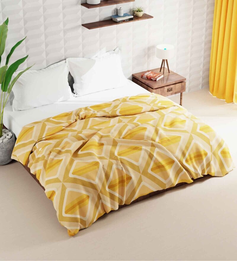 Buy Yellow Polyester Abstract 200 Gsm Double Bed Comforter RumbaRoll