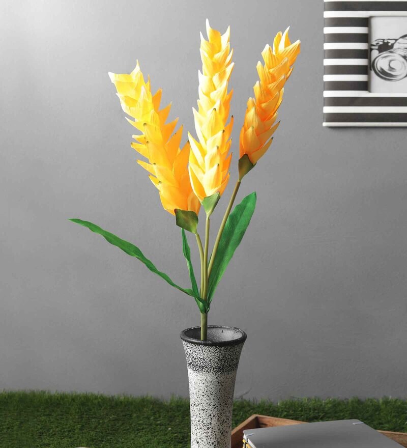 Buy Yellow Polyester Artificial Ginger Flower Stick By Odd Croft Online