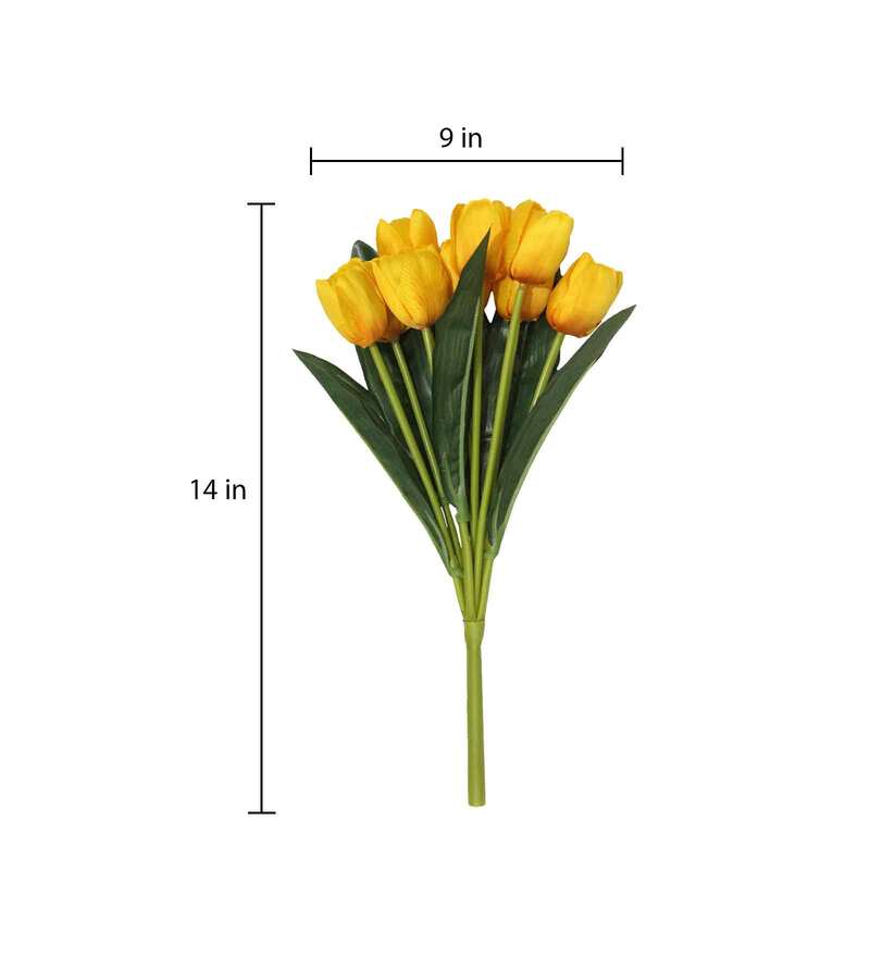 Buy Yellow Polyester Artificial Tulip Flower Bunch by PolliNation