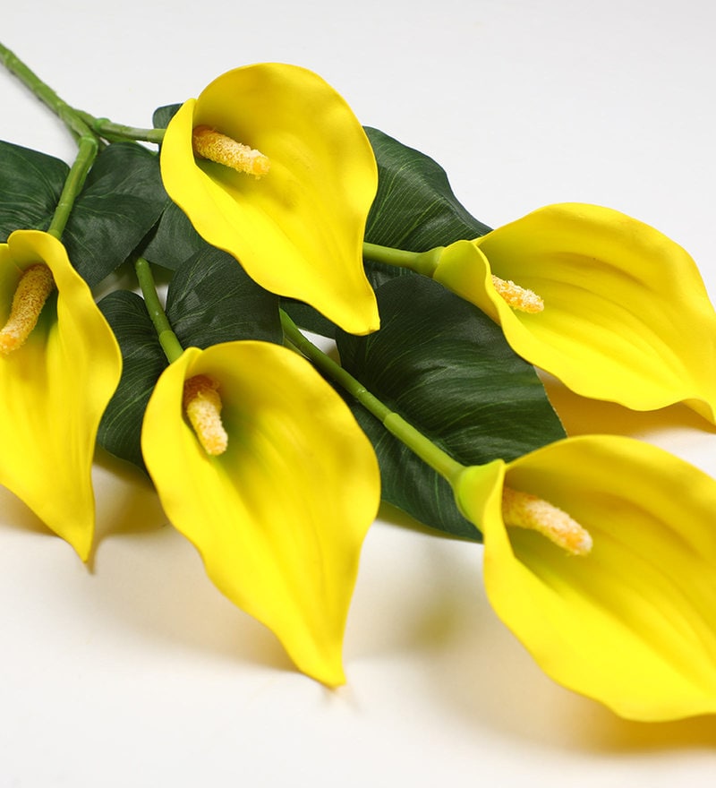 Buy Yellow Polyurethane Real Touch Artificial Callalily Flower by