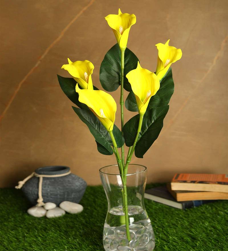Buy Yellow Polyurethane Real Touch Artificial Callalily Flower by