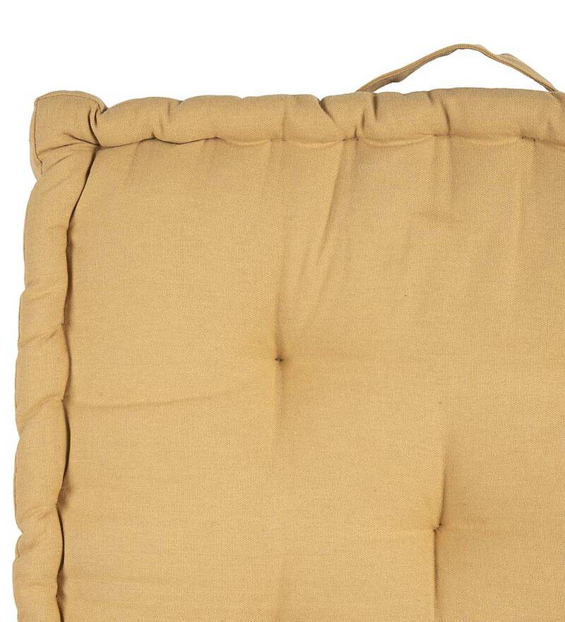 Buy Yellow Solid 100 Cotton 16X16 Floor Cushion By Blanc 9 Online Floor Cushions Floor