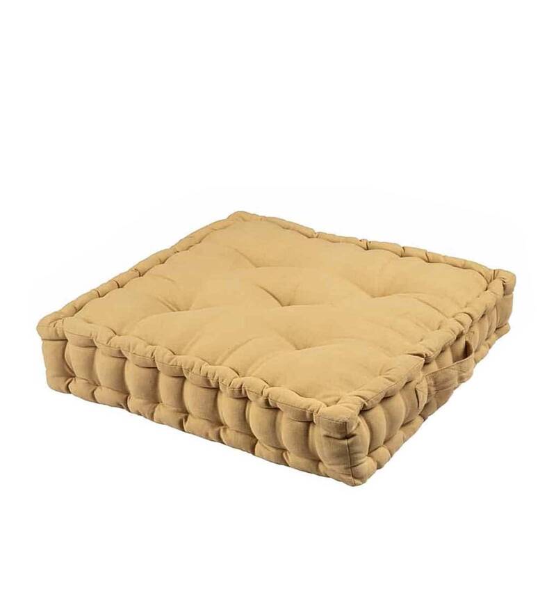 Buy Yellow Solid 100 Cotton 16X16 Floor Cushion By Blanc 9 Online Floor Cushions Floor