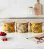 Yellow & Beige Floral Printed Metal Airtight Containers Set Of 3