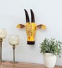 Yellow & Black Handcrafted Cow Sclupture Mango Wood Wall Mask