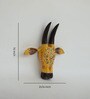 Yellow & Black Handcrafted Cow Sclupture Mango Wood Wall Mask