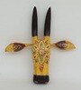 Yellow & Black Handcrafted Cow Sclupture Mango Wood Wall Mask