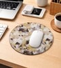 Yellow & Black Shade Leather Round Mousepad