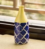 Yellow & Blue Handpainted Slender Neck Ceramic Vase