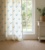 Yellow Cotton Floral 7 Ft Eyelet Door Curtains (Set Of 2)