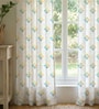 Yellow Cotton Floral 7 Ft Eyelet Door Curtains (Set Of 2)