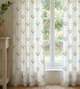 Yellow Cotton Floral Theme 8 Ft Eyelet Door Curtains (Set Of 2)