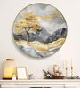 Yellow & Gold Abstract Round Wall Art 15 Inch
