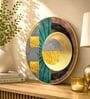 Yellow & Gold Abstract Round Wall Art 15 Inch