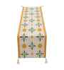 Yellow & Green Floral Woven Cotton Table Runner with Tassels