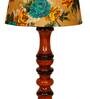 Mace Yellow & Green Fabric Shade Night Lamp With Wood Base