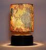 Castries Yellow & Green Fabric Shade Night Lamp With Wood Base