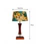 Matera Yellow & Green Fabric Shade Night Lamp With Wood Base