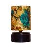Castries Yellow & Green Fabric Shade Night Lamp With Wood Base