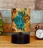 Castries Yellow & Green Fabric Shade Night Lamp With Wood Base