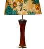 Matera Yellow & Green Fabric Shade Night Lamp With Wood Base