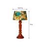 Shiny Yellow & Green Fabric Shade Night Lamp With Wood Base
