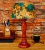 Ryan Yellow & Green Fabric Shade Night Lamp With Wood Base