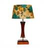 Matera Yellow & Green Fabric Shade Night Lamp With Wood Base