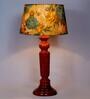 Delmas Yellow & Green Fabric Shade Night Lamp With Wood Base