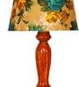 Ryan Yellow & Green Fabric Shade Night Lamp With Wood Base