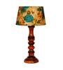 Mace Yellow & Green Fabric Shade Night Lamp With Wood Base