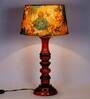 Mace Yellow & Green Fabric Shade Night Lamp With Wood Base