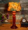 Delmas Yellow & Green Fabric Shade Night Lamp With Wood Base