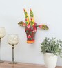 Yellow & Pink Handcrafted Cow Sclupture Mango Wood Wall Mask