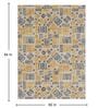 Yellow & Teal Block Print Polyester 5 ft x 7 ft Machine Made Carpet