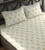 Yellow Floral 210 TC Microfiber Queen Sized Bed Sheets with 2 Pillow Covers