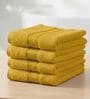 Yellow 100% Cotton 400 Gsm Face Towel 4 Pc