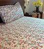 Pink and White 100% Cotton Floral Print Double Bedsheet with 2 Pillow Covers Spring Summer 2025 Collection